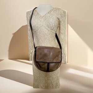 Carla Marchi Vintage Elegant Brown Leather Crossbody Bag